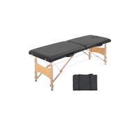 HomCom Table de massage pliante 2 zones 186×60 cm – Hauteur réglable, oreiller facial amovible, noir