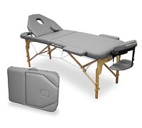 Table de massage pliante Wellcore en bois, 185 x 65 cm, avec dossier renforcé, argentée