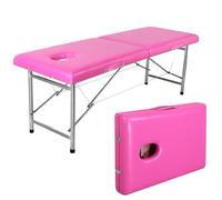 Table de massage portable à 2 volets avec appui-tête, cadre en acier inoxydable, éponge hautement élastique pour esthéticienne, spa, soins du visage et tatouage