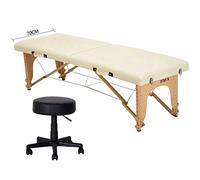 Table de massage portable - Lit thérapeutique léger à 3 sections avec cadre pliable en aluminium et tabouret