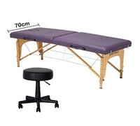 Table de massage portable - Lit thérapeutique léger à 3 sections avec cadre pliable en aluminium et tabouret