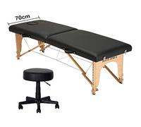 Table de massage portable - Lit thérapeutique léger à 3 sections avec cadre pliable en aluminium et tabouret