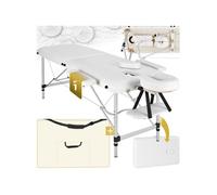 Table de massage portable pliante en aluminium et synthétique blanc