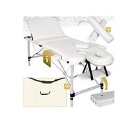 Table de massage portable pliante en aluminium et synthétique blanc