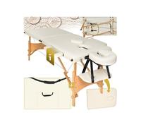 Table de massage portable pliante en bois et cuir synthétique beige