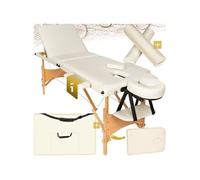 Table de massage portable pliante en bois et cuir synthétique beige