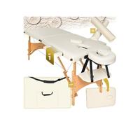Table de massage portable pliante en bois et cuir synthétique beige