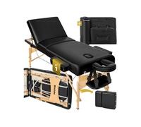 Table de massage portable pliante en bois et cuir synthétique noir
