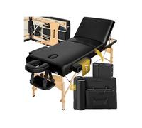 Table de massage portable pliante en bois et cuir synthétique noir
