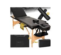 Table de massage portable pliante en bois et cuir synthétique noir