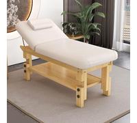 Table de massage stationnaire robuste 185 x 70 cm, lit de spa professionnel en bois avec appui-tête amovible, table d'esthétique pour tatouage réglable
