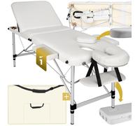 Table de massage - TECTAKE - Table de soin pliante réglable en hauteur 3 zones 61 cm de largeur - Blanc