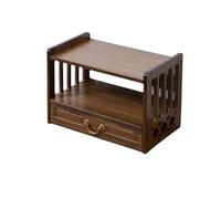 Table de méditation à 2 niveaux en bois naturel avec tiroir de rangement, autel de Bouddha pour Puja et culte, présentoir de sanctuaire (marron, 69 cm)