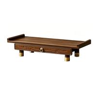 Table de Méditation avec Plateau Coulissant Petite Table de Méditations en Bois Tables de Méditation Sculptée Antique Étagère de Bouddha Finition Noyer Salon Chambre Temple(66 * 26 * 13.5cm)