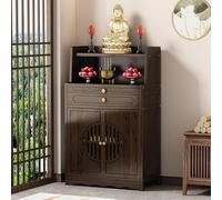Table De Méditation avec Tiroir, Autel Personnel, Meuble D'autel De Prière Bouddhiste, Table De Niche D'offrande Chinoise pour Bouddha, pour La Maison, Le Temple(Walnut 2)