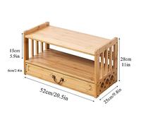 Table de méditation avec tiroir - Table Puja pour prières, divination et culte, table à thé bouddhiste relaxante, rangement de bureau pour exposer des pots et des livres, naturel, 2, couche 52 cm (20