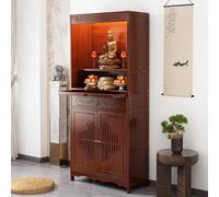 Table de Méditation d'autel Armoire d'autel Bouddhiste avec Rangement Table d'autel Spirituelle en Bambou Cabinet du Sanctuaire du Dieu de la Richesse Guanyin pour la Maison(68x33x170cm)