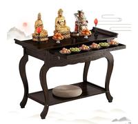 Table de Méditation de Style Chinois 66/80/100/120cm Long Avec Tiroirs de Rangement+Plateau Coulissant, pour le Salon, la Chambre à Coucher, le Bureau ou L'espace de Méditation à la Maison-40cm||120cm