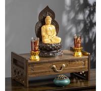 Table de méditation en bambou avec tiroir, petit autel pour prières et cultes