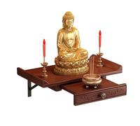 Table de Méditation Murales pour Espace Sacré Étagère D'autel en Bambous avec Plateau Rétractable Table D'autels de Méditation Peu Encombrante pour Prière, Spiritualité(40x25x10cm/15.8x9.84x3.94in)