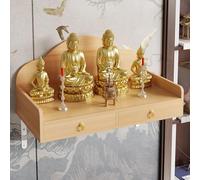 Table de méditation pour niches de Bouddha, mini autel bouddhiste avec tiroir, présentoir Feng Shui pour statue Pooja, construction en bois, fixation murale