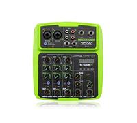 Table de mixage audio, 4 canaux Sound Mixer Audio Interface Professional Studio Recording Carte Mixing Console Microphone Phantom Power(Groen)