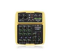 Table de mixage audio, 4 canaux Sound Mixer Audio Interface Professional Studio Recording Carte Mixing Console Microphone Phantom Power(Giallo)