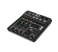 Table de mixage audio à 4 canaux avec alimentation fantôme 48 V, console de mixage USB Bluetooth DJ, carte son d'enregistrement studio avec effets DSP, égaliseur 3 bandes, entrée instrument micro