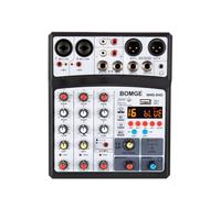 Table de mixage audio, Console de mixage 4 canaux 16 DSP Echo DJ avec enregistrement stéréo MP3 USB Bluetooth(Silver)