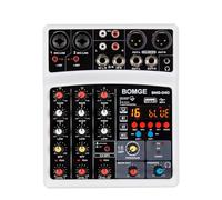 Table de mixage audio, Console de mixage 4 canaux 16 DSP Echo DJ avec enregistrement stéréo MP3 USB Bluetooth(blanc)