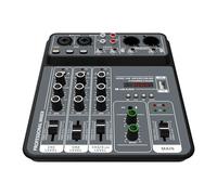 Table de mixage audio, Console de mixage DJ 4 canaux avec alimentation fantôme Bluetooth 48 V Système surveillance Mixeur USB Pour studio karaoké