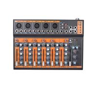 Table de mixage audio, Console de mixage portable 7 canaux avec micro et ligne, égaliseur 3 bandes, interface USB, alimentation fantôme 48 V adaptateur secteur, mixeur DJ Pour karaoké en studio