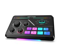 Table de mixage audio FIFINE SC8 avec éclairage RGB et changeur de voix, préampli micro XLR, 3 modes d'égalisation, Plug & Play pour le gaming/le streaming/les podcasts BLANC