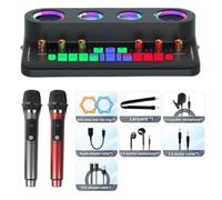 Table de mixage audio, Live Broadcast Sound Card Au-dio Integrated Machine Home KTV Device Colorful Change of Voice With Mic for Phone Pour le karaoké(S20 Black Package 2)