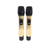 Table de mixage audio, Mixer audio à 4 canaux avec microphone sans fil for ordinateur DJ Karaoke Mixing Console Audio Interface Sound Carte Phantom Power(2pcs microphone)