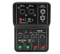 Table de Mixage Audio, Table de Mixage Compacte 2 Canaux avec Studio, Console de Mixage Audio USB pour Enregistrement de Musique, Alimentation Fantôme 48 V, Contrôleur de Son DJ pour Ordinateur