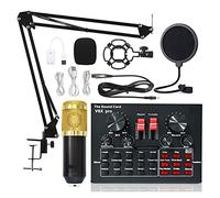 Table de mixage audio, USB 5.0 Carte son audio Contage externe microphone webcast en direct adaptateur de diffusion jeu for PC Ordinateur téléphonique(BM800V8 COMBO)