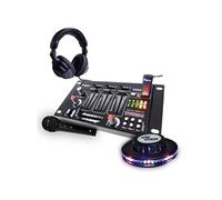table de mixage - ibiza sound - casque dj - micro noir - jeu de lumière effet ufo