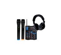 Table de mixage compacte KARMA MXW 5 avec 2 Micros VHF sans fil, USB-C, Bluetooth et effets DSP, Casque Audio DJ filaire
