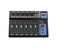 Table de mixage DJ 7 canaux avec écran LED, mixeur de son, alimentation fantôme 48 V, table de mixage professionnelle, console de son à 7 canaux pour ordinateur, microphone, lecteur, scène de studio