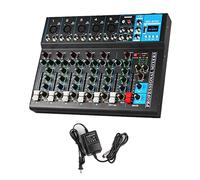Table de Mixage DJ 7 Canaux, Table Mixage Audio USB Alimentation Fantôme 48V, Console de Mixage d'Enregistrement pour Ordinateur Microphone Lecteur Mélangeur Audio pour Live Studio Scène