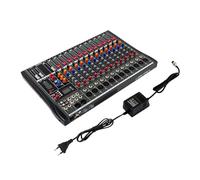 Table de mixage DJ avec lecteur USB pour enregistrement informatique Bluetooth 12 canaux audio mixer prise microphone avec prise microphone XLR prise 230 V