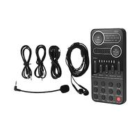 Table de mixage DJ, Changeur de voix Mini ensemble de cartes son Portable Multi effets vocaux carte son externe for téléphone PC diffusion en direct(With Mic Earphone)