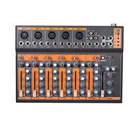 Table de mixage DJ, Console de mixage ligne micro Portable 7 canaux Console de mixage EQ 3 bandes Interface USB alimentation fantôme 48V avec adaptateur secteur mélangeur DJ