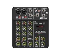 Table de Mixage DJ Contrôleur DJ V4 Mixeur Bluetooth Alimentation fantôme Effet de répétition retard for console mixage sonore Enregistrement PC(V4 Black)