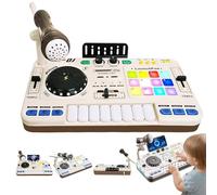 Table de mixage DJ for Enfants avec Piano, Microphone, Bluetooth 5.0, Chargement USB, Portable, Jouet interactif for Les fêtes, Clavier Musical for Enfants(White)