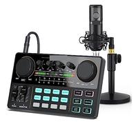 Table de mixage DJ, Interface, Lite Studio de podcast tout-en-un avec microphone à large diaphragme de 25 mm for le streaming, Dj