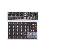 Table de mixage DJ, Mélangeur Audio Sans Fil À 6 Canaux, Console De Mixage Portable, Interface USB, Carte Son Avec 16 DSP Echo, Alimentation Fantôme 48V(06D-White)