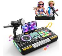 Table de mixage DJ - Pupitre pour enfants de 3 à 10 ans - Contrôleur DJ - Instruments de musique avec microphone - 100 effets sonores - Batterie - Cadeau pour débutants - Garçon et fille - 3, 5, 6, 7