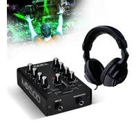 Ibiza Table de mixage DJ MIX500 2 canaux 3 entrées + Casque audio